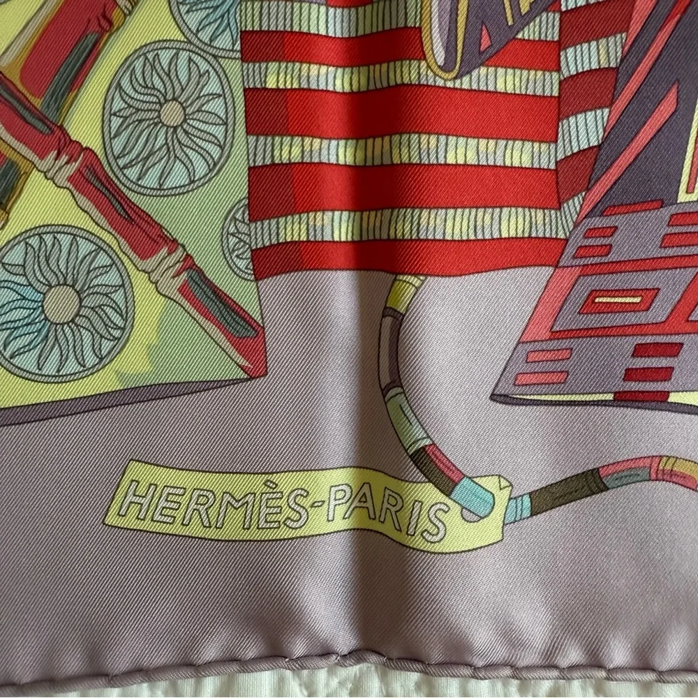 Hermès “Voyage en Étoffes” 90cm Silk Scarf Pastel Multi Rare Collector - Picture 4 of 8